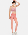 Women’s Purple & Orange Red Athletic Sports Bra & Long Pants 2-Piece Set