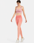 Women’s Purple & Orange Red Athletic Sports Bra & Long Pants 2-Piece Set