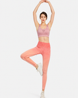 Women’s Purple & Orange Red Athletic Sports Bra & Long Pants 2-Piece Set